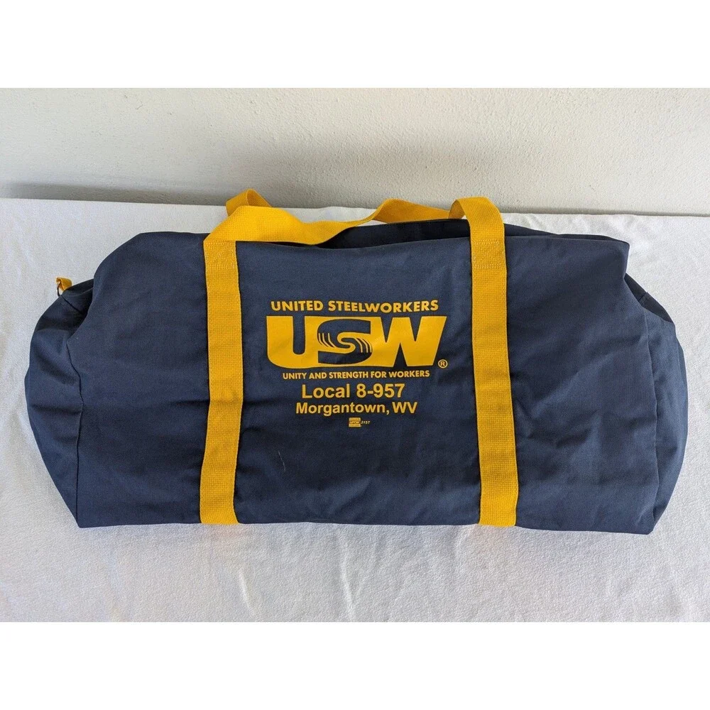 United Steelworkers Union Duffel Canvas Coated Navy Bag Local 8-957, Extra Large
